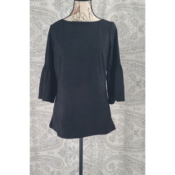 Sail to Sable ladies Bell Sleeve lined suede vibes top black Size Small Mob Wife - Picture 2 of 10